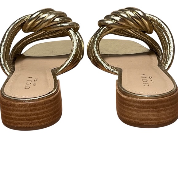 Cecelia New York Liv Metallic Knot Detail Block Heel Slide Sandals — Size 8 - Picture 12 of 13